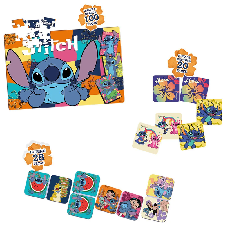 Kit De Jogos - Stitch - Super Kit 3 em1 - Toyster